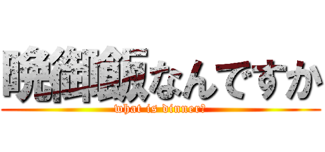 晩御飯なんですか (what is dinner?)