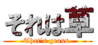 それは草 (That's grass.)