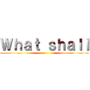 Ｗｈａｔ ｓｈａｌｌ ()