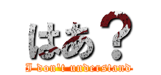 はあ？ (I don\'t understand)