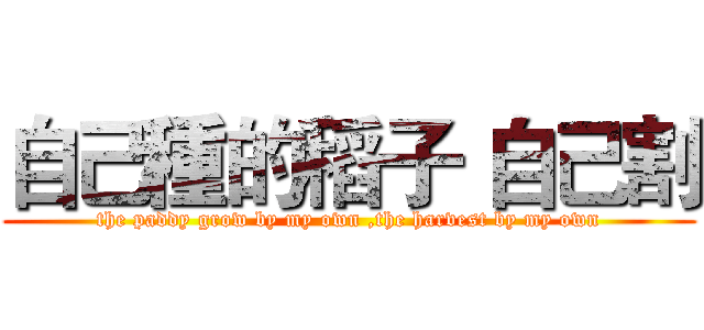 自己種的稻子 自己割 (the paddy grow by my own ,the harvest by my own)