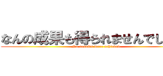 なんの成果も得られませんでした！！ (No results were achieved.)