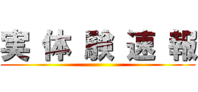 実 体 験 速 報 ()