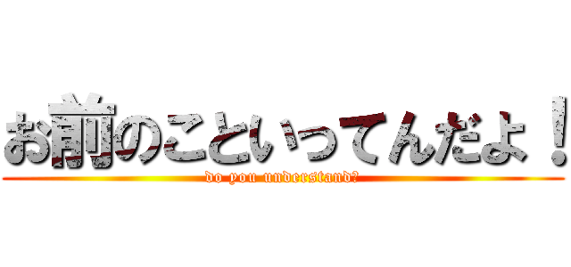 お前のこといってんだよ！ (do you understand?)