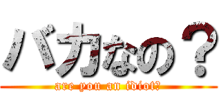 バカなの？ (are you an idiot?)