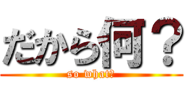だから何？ (so what?)