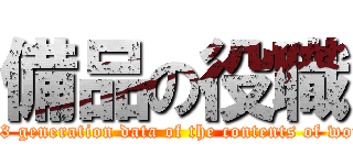 備品の役職 (2013 generation data of the contents of work )