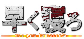 早く寝ろ (see you tomorrow)