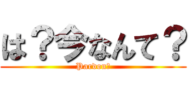 は？今なんて？ (Pardon?)