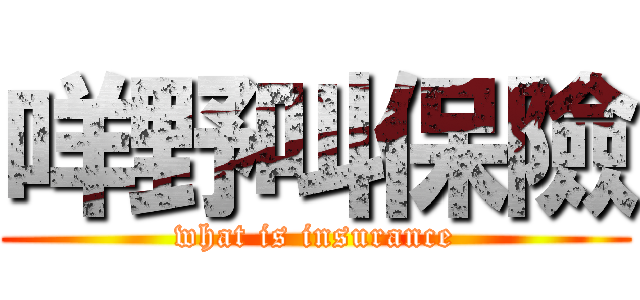 咩野叫保險 (what is insurance)