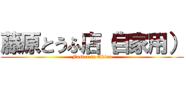 藤原とうふ店（自家用） (Faster in Akina)