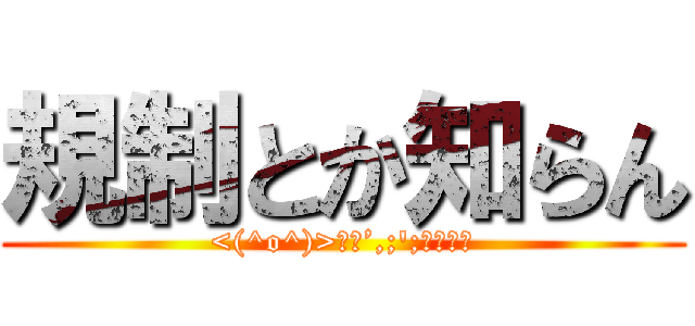 規制とか知らん (<(^o^)>┌┛’,;\';≡三規制)