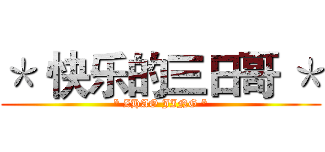 ＊ 快乐的三日哥 ＊ (* ZHAO JING *)