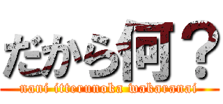 だから何？ (nani itterunoka wakaranai)