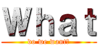 Ｗｈａｔ (do we want?)