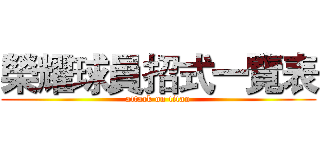 榮耀球員招式一覽表 (attack on titan)