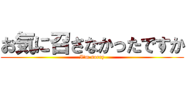 お気に召さなかったですか (I'm sorry)