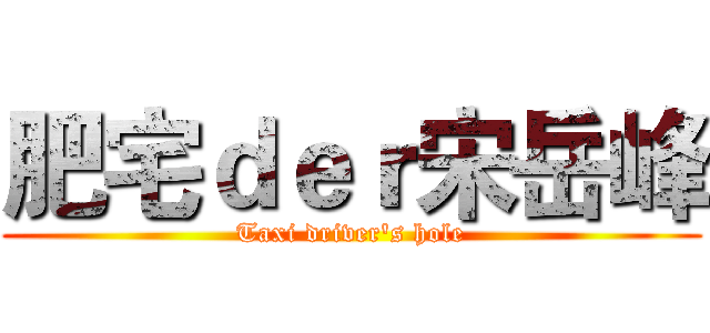 肥宅ｄｅｒ宋岳峰 (Taxi driver's hole)