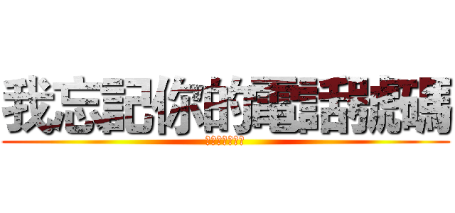 我忘記你的電話號碼 (可以再說一次嗎)