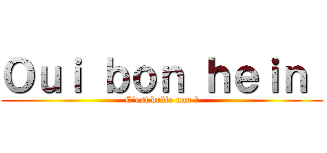 Ｏｕｉ ｂｏｎ ｈｅｉｎ  (C’est drôle nan ?)