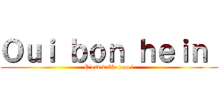 Ｏｕｉ ｂｏｎ ｈｅｉｎ  (C’est drôle nan ?)