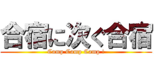 合宿に次ぐ合宿 (Camp Camp Camp !)