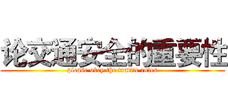 论交通安全的重要性 (please obey the traffic rules)