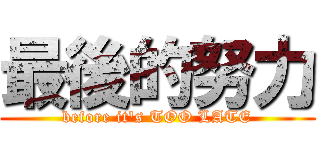 最後的努力 (before it\'s TOO LATE)