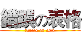 錯誤の表格 (＿erroe on code)