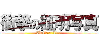 衝撃の証明写真 (That's a lie...)