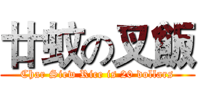 廿蚊の叉飯 (Char Siew Rice is 20 dollars)