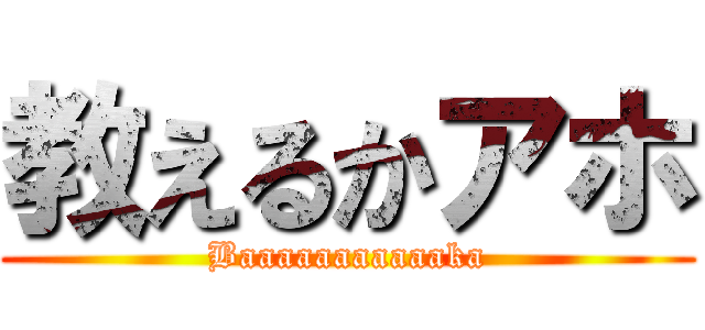 教えるかアホ (Baaaaaaaaaaaka)