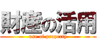 財産の活用 (use of property)