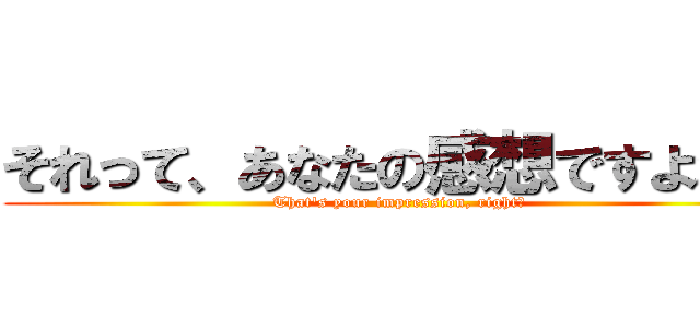 それって、あなたの感想ですよね？ (That's your impression, right?)