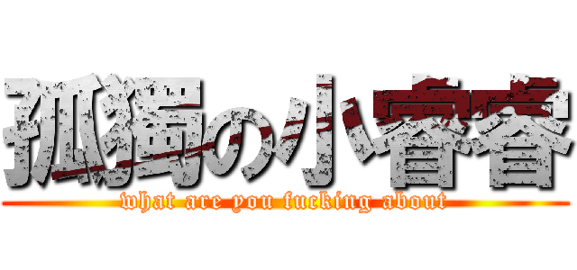 孤獨の小睿睿 (what are you fucking about)