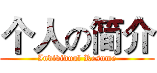 个人の简介 (Individual Resume)