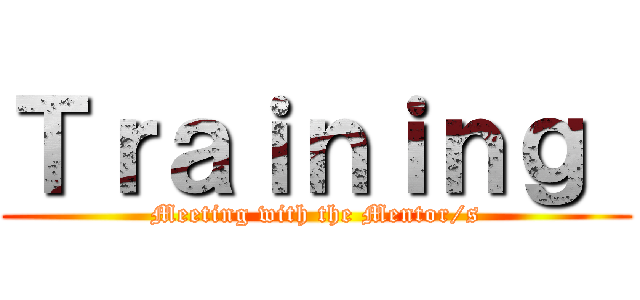 Ｔｒａｉｎｉｎｇ  (Meeting with the Mentor/s)