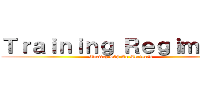 Ｔｒａｉｎｉｎｇ Ｒｅｇｉｍｅｎｔ (Meeting with the Mentor/s)
