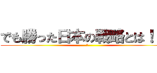 でも勝った日本の戦略とは！！？ (　)