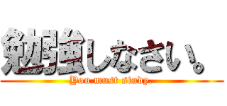 勉強しなさい。 (You must study.)