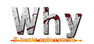 Ｗｈｙ (I don't understand )