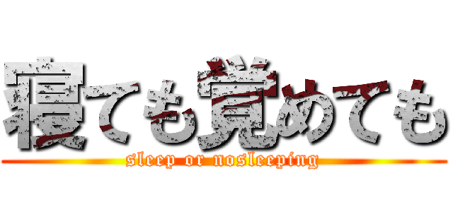 寝ても覚めても (sleep or nosleeping)