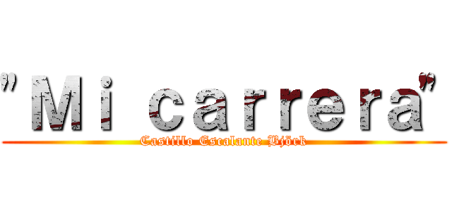 "Ｍｉ ｃａｒｒｅｒａ" (Castillo Escalante Björk)