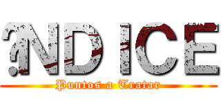 ÍＮＤＩＣＥ (Puntos a Tratar)