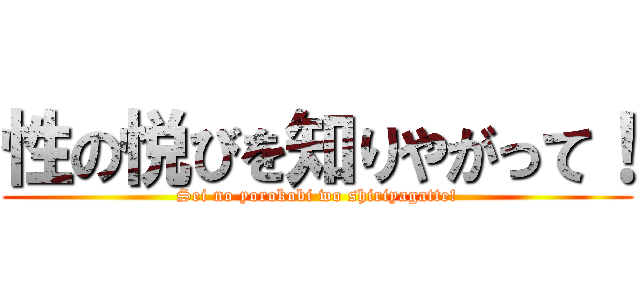 性の悦びを知りやがって！ (Sei no yorokobi wo shiriyagatte!)