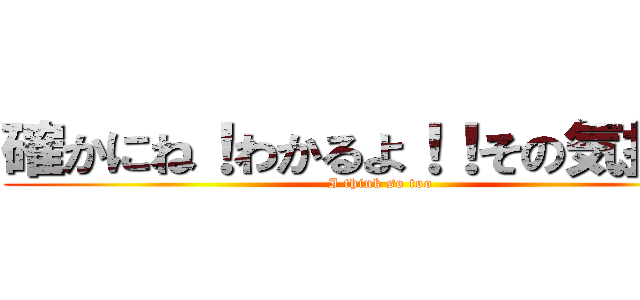 確かにね！わかるよ！！その気持ち！ (I think so too)