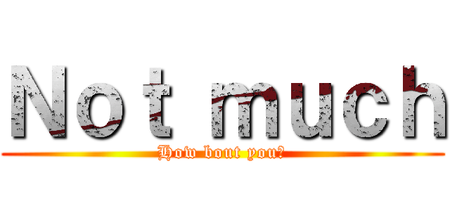 Ｎｏｔ ｍｕｃｈ (How bout you?)