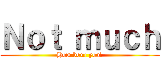 Ｎｏｔ ｍｕｃｈ (How bout you?)