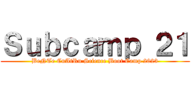 Ｓｕｂｃａｍｐ ２１ (BeNTe CuAtRu Science Boot Camp 2023)