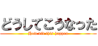 どうしてこうなった (How did this happen)